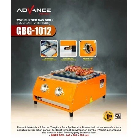 Advance Kompor Gas Panggang 2 Tungku GBG-1012 / Advance GBG-1002 Kompor Grill Gas 2 Tungku / Alat pe
