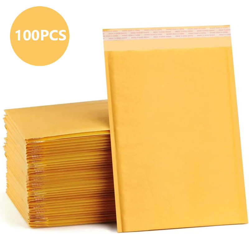 

100pcs Kraft Paper Bubble Envelopes Padded Mailers Shipping Envelope self seal Shipping Packaging Bag Courier Storage Bags