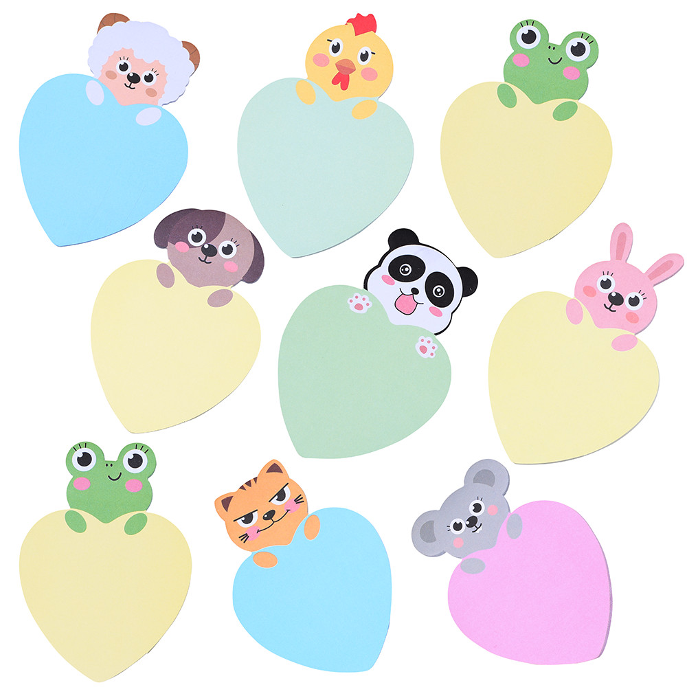 

Funny Love Heart Animal Sticky Notes Cat Dog Panda Cute Kawaii Frog Bunny Chicken Sheep Pig Memo Pad Post Notepad Stationery Tab