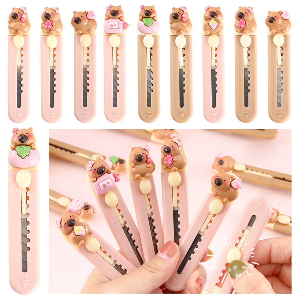 

New Plastic Capibara Cutter Cartoon School Office Supplies Paper Cutting Tool Mini Retractable Letter Opener