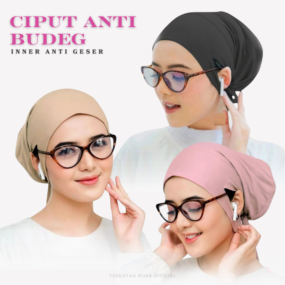 - Ciput Anti Budeg Lubang Telinga Nyaman Dikepala Inner Hijab Premium
