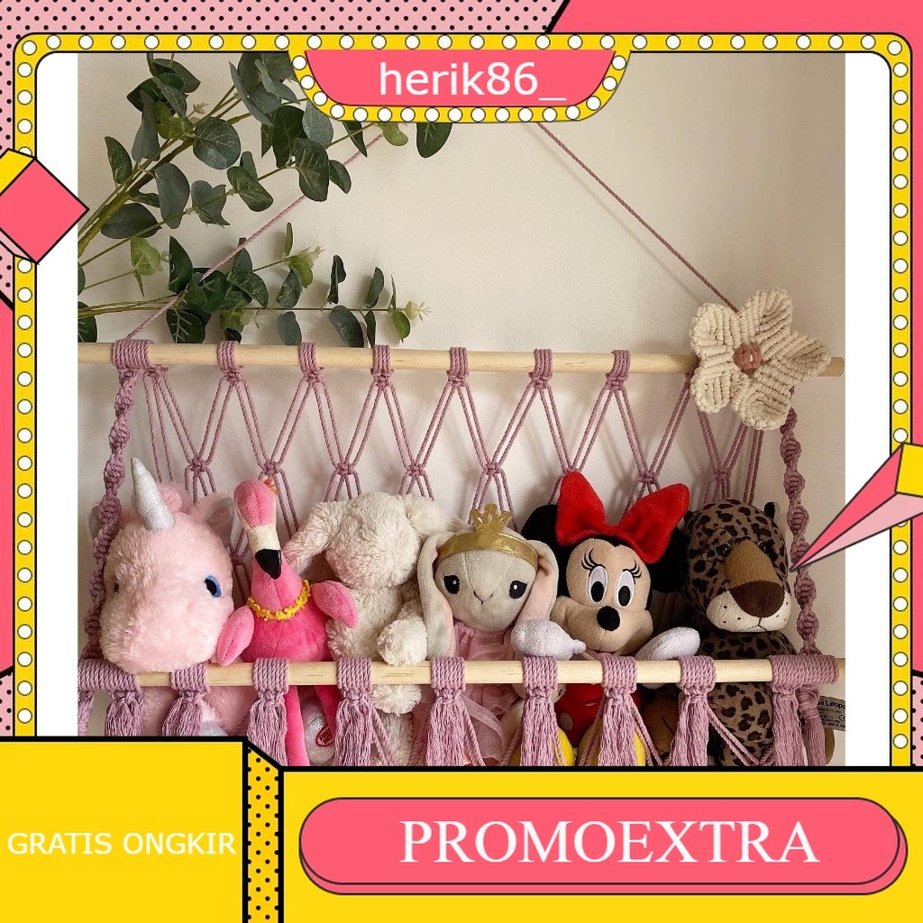 Premium Macrame Rak Boneka Gantung Hiasan Dinding Kamar Rak Lucu Simple Hiasan Dinding Tali Katun