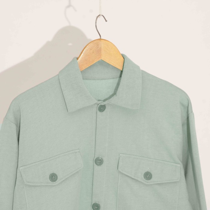 Jaket Saku Wanita Olin Button Outer Kancing Crop Top Premium Jumbo XL - Mint