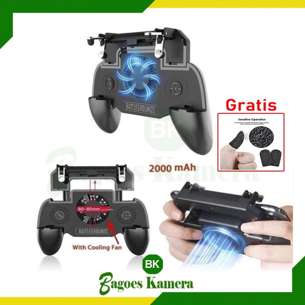BARU GamePad SR PUBG FF ML Dengan kipas power bank Gratis Sarung Jempol trigger gamepad pubg Stik Ga