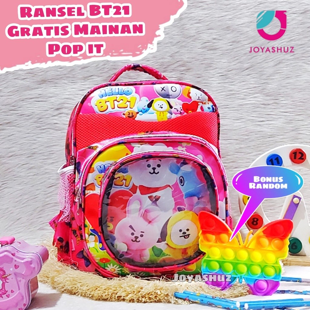 DOMOR_SHOP Tas Sekolah Anak TK Perempuan Gratis Pop it - Ransel Anak BT - Tas Sekolah Gratis Pop it 