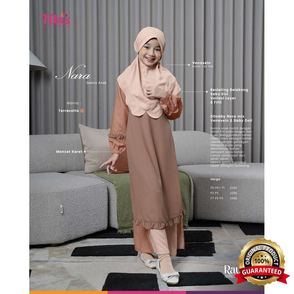 SabilaMall - Sarimbit Keluarga Gamis Nara Gamis Muslim Anak Dress Simple By Nibras