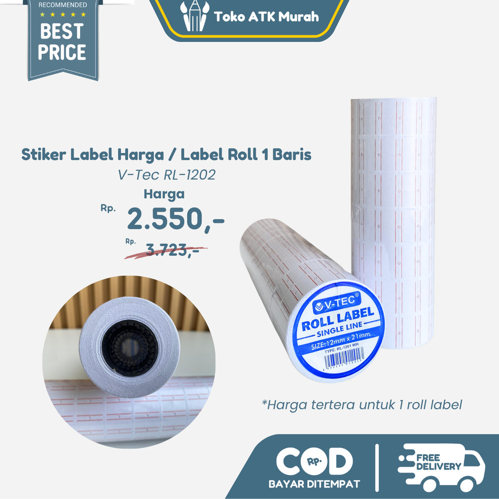 

Label Harga V-Tec / Price Label V-Tec 1 Baris 1 Roll RL-1202