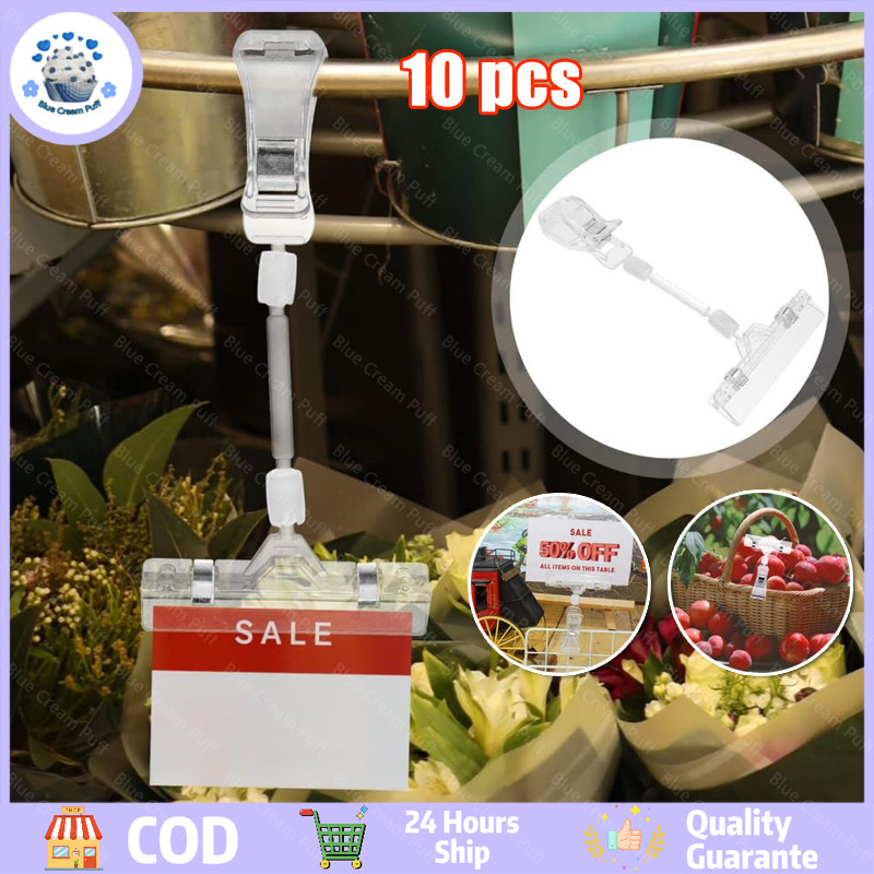 

【COD】10 pcs Klip iklan transparan / klip kristal label harga label harga / bantalan catatan klip tanda promosi berujung ganda