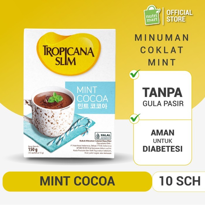 

PROMO~Best Seller Tropicana Slim Mint Cocoa (10 Sch) - Minuman Cokelat Bebas Gula