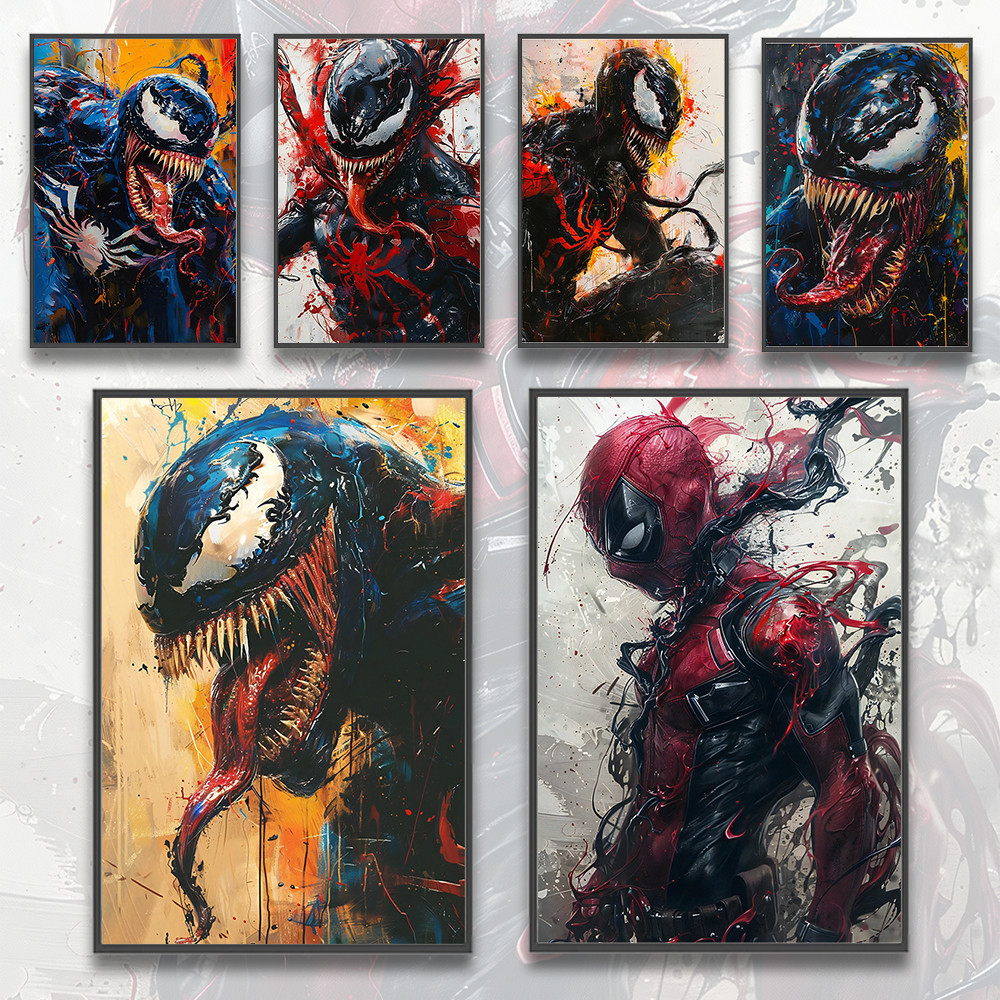 

Venom Spider-Man HD Home Decoration Mavel Self-adhesive Paper Poster Movie Wallpaper Figures Painting Wall Art Kid Decor Gift