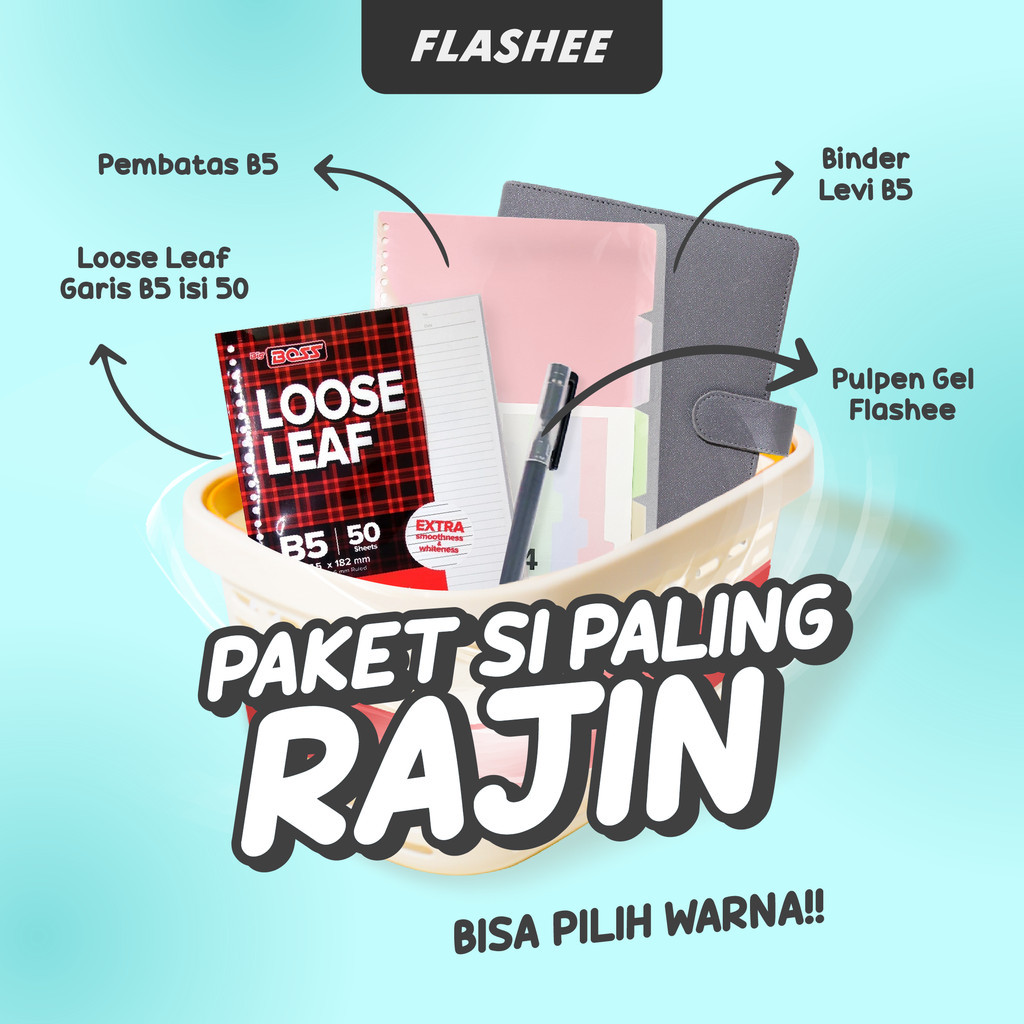 

Meriyah Storee - Flashee Paket Binder B5 Ring 26 Set 4in1 Sudah Termasuk Kertas Untuk Sekolah Dan