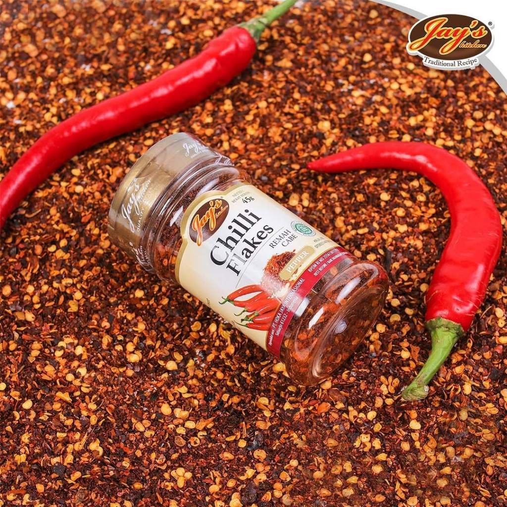 

Jay’s Chili Flakes 45gr | Cabe Kering Taburan Pedas Masakan