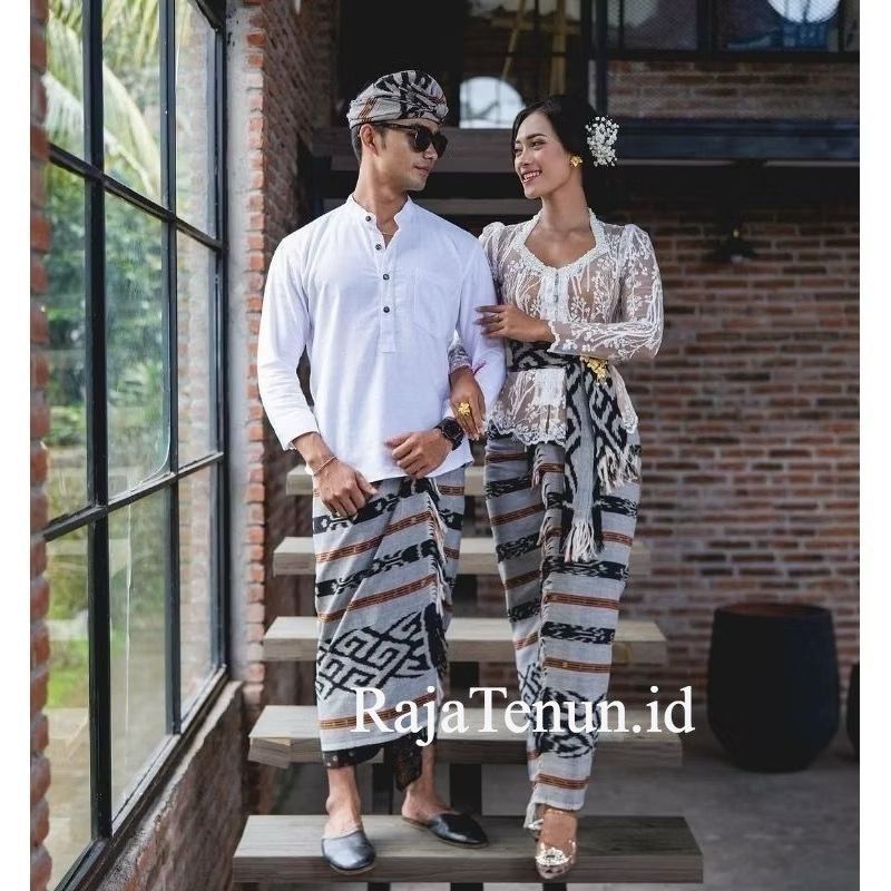 Set Couple Busana Adat Bali Tenunan Blanket Motif Klasik Kain Premium