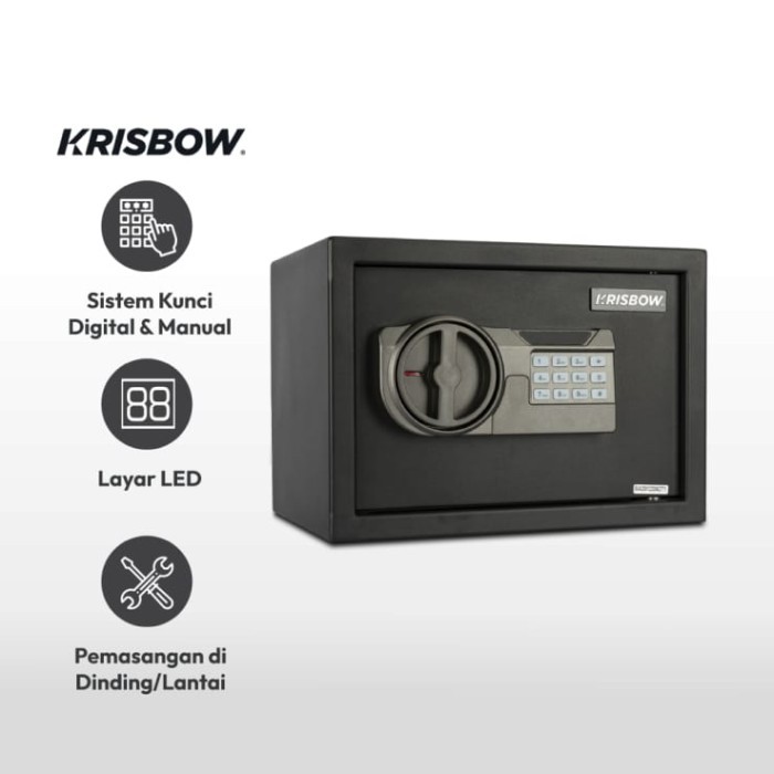 KRISBOW Brankas Besi Digital 7002E Kunci Digital dan Manual