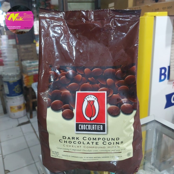 

tulip dark compound chocolate coins 1kg khusus gojek dan grab