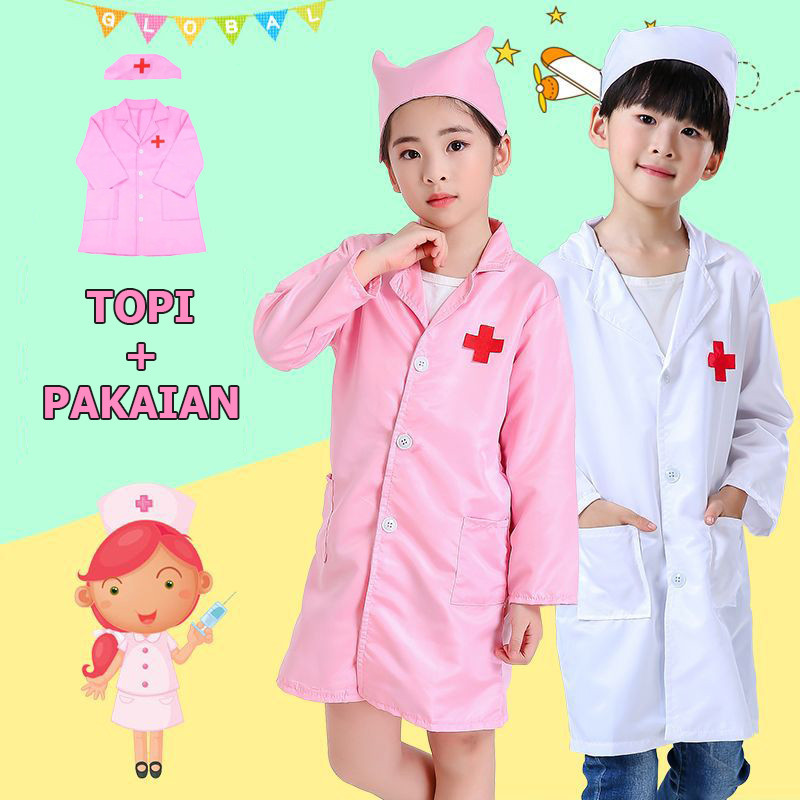 Baju Dokter Anak Kostum Profesi Bermain Medical Dokter Baju Dokter Kecil Anak Perempuan
