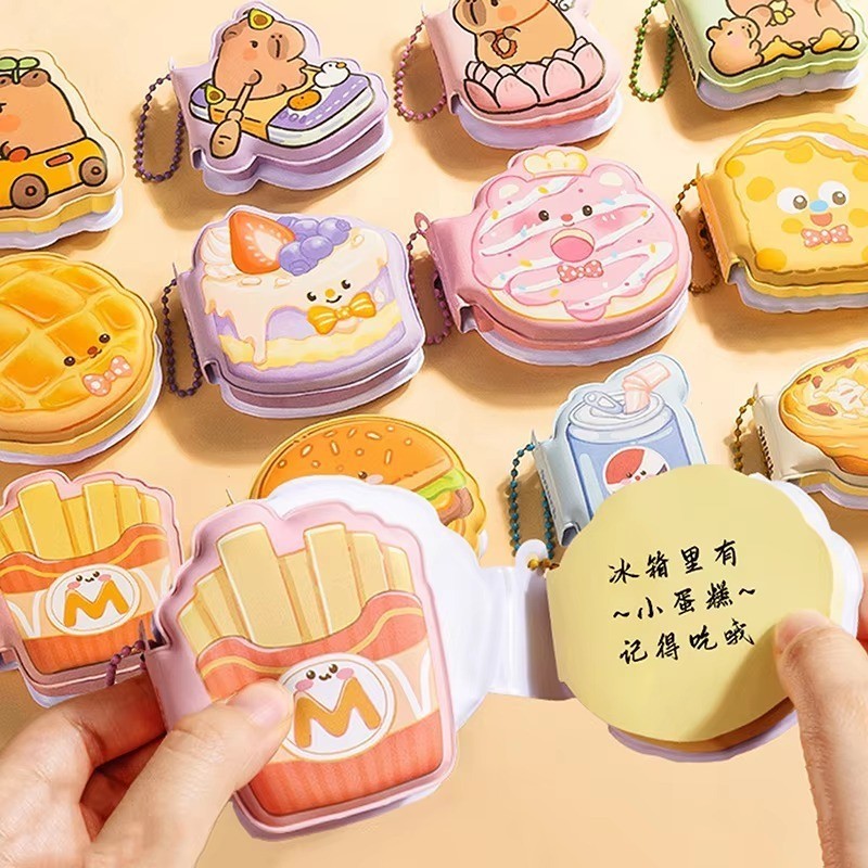 

LPL Sticky Note Karakter Lucu 80 Lembar Mini Sticky Notes Dengan Rantai Gantungan Bentuk Makanan Notebook Mini Dengan Bantalan Empuk Squishy Kecil
