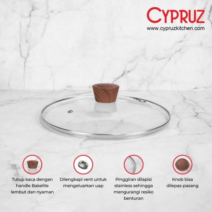 Tutup Kaca Fry Pan Wok Pan Sauce Pan Marble Series CYPRUZ - 18 CM