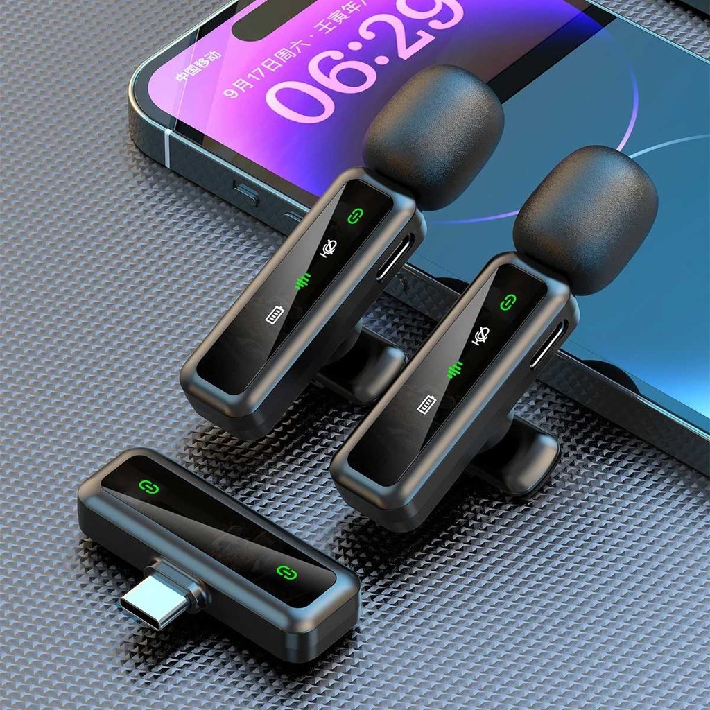 Mic Clip On Wireless Microphone Mini Mikrofon Noise Reduction Vlog Live Streaming Type C HP Android 