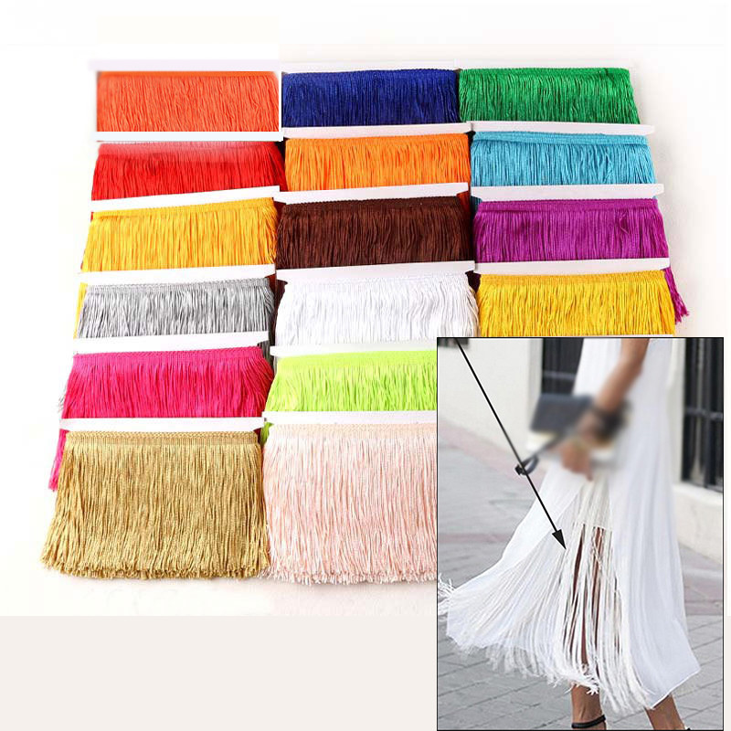 

10 yards/lot 30 Cm Polyester Tassel Fringe Encryption Double Thread Lace Trimming for Latin Dress Curtain Diy Fabric Accessories