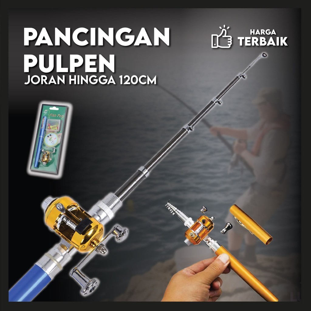 SHAFFSHOP Joran Pulpen Set Lengkap Mini Pancingan Reel Portable 1M Kail Pelampung Benang