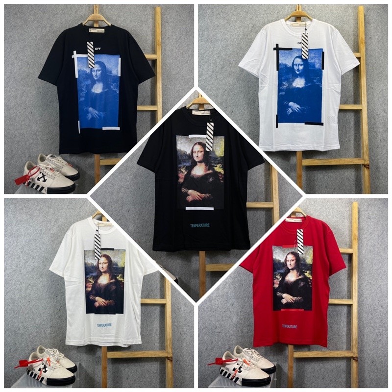 Katun Print Kaos Off White Monalisa Premium Ukuran M-L