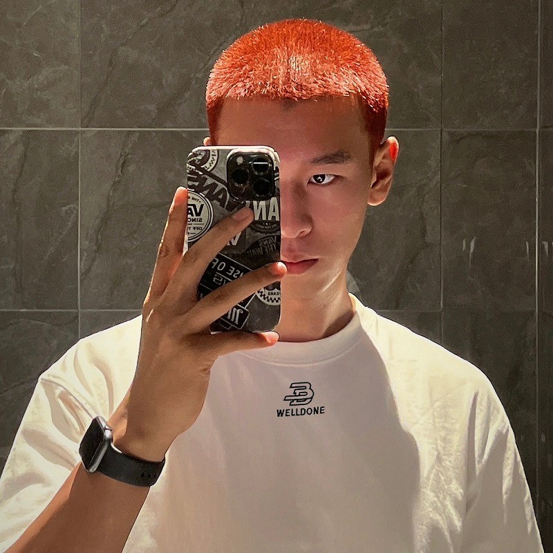 【100% Kapas】WE11DONE TRACK  Kaos lengan pendek anak laki-laki kulit putih pria Amerika merek Tide