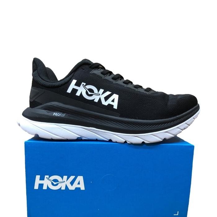 Sepatu Hoka One One Mach 4 / Black White / Running Shoes Men's