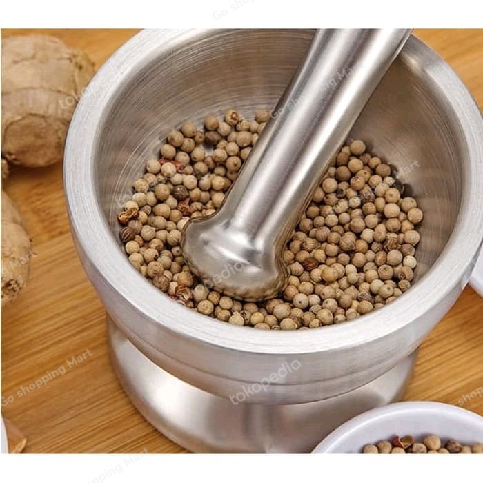 (COD) Ulekan Stainless Lumpang Tumbukan Bumbu
