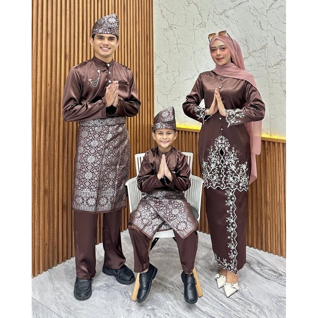TERMURAH Kurung Melayu Set Couple Family Ibu Ayah Anak Silk Premium