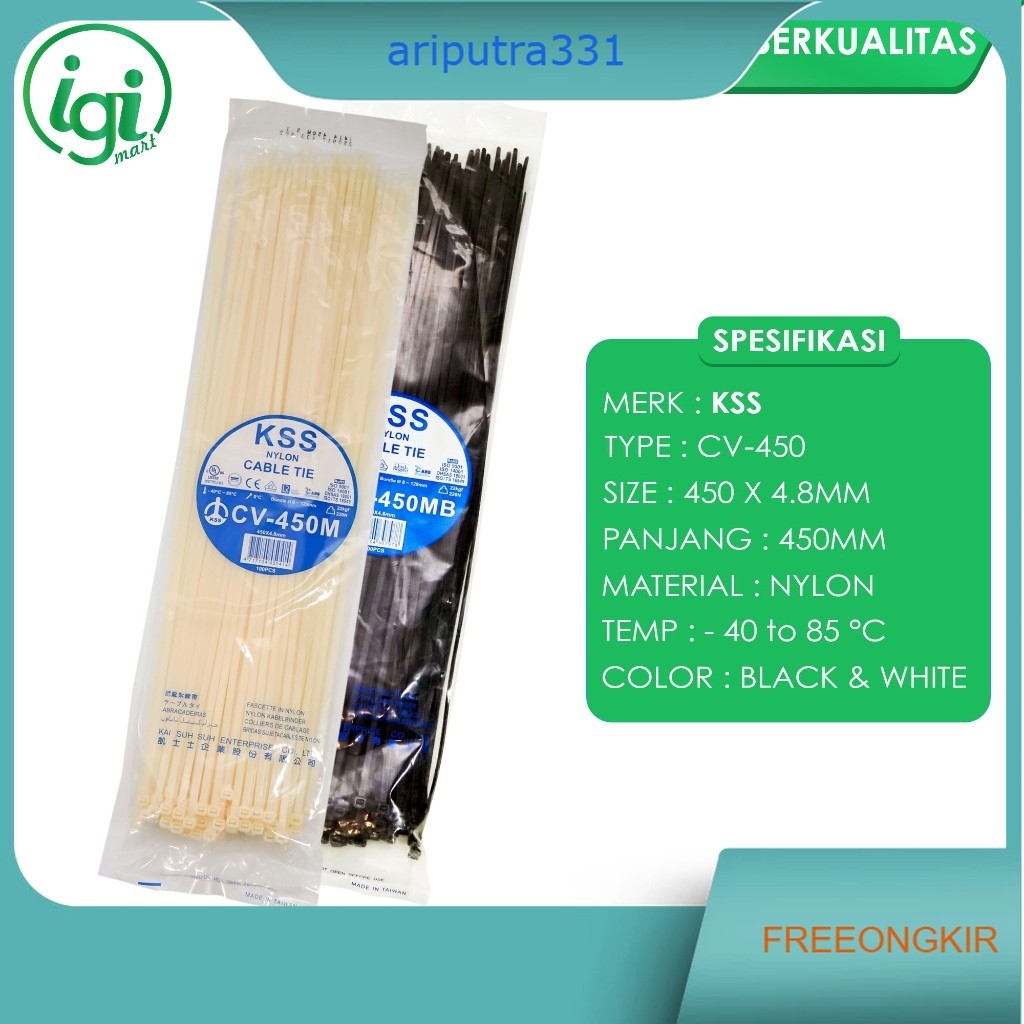 KSS CABEL TIE CV450M 450 x 4.8 NYLON KABEL TIES KSS CV450 M 450X4.8MM PENGIKAT KABEL TIS 45CM