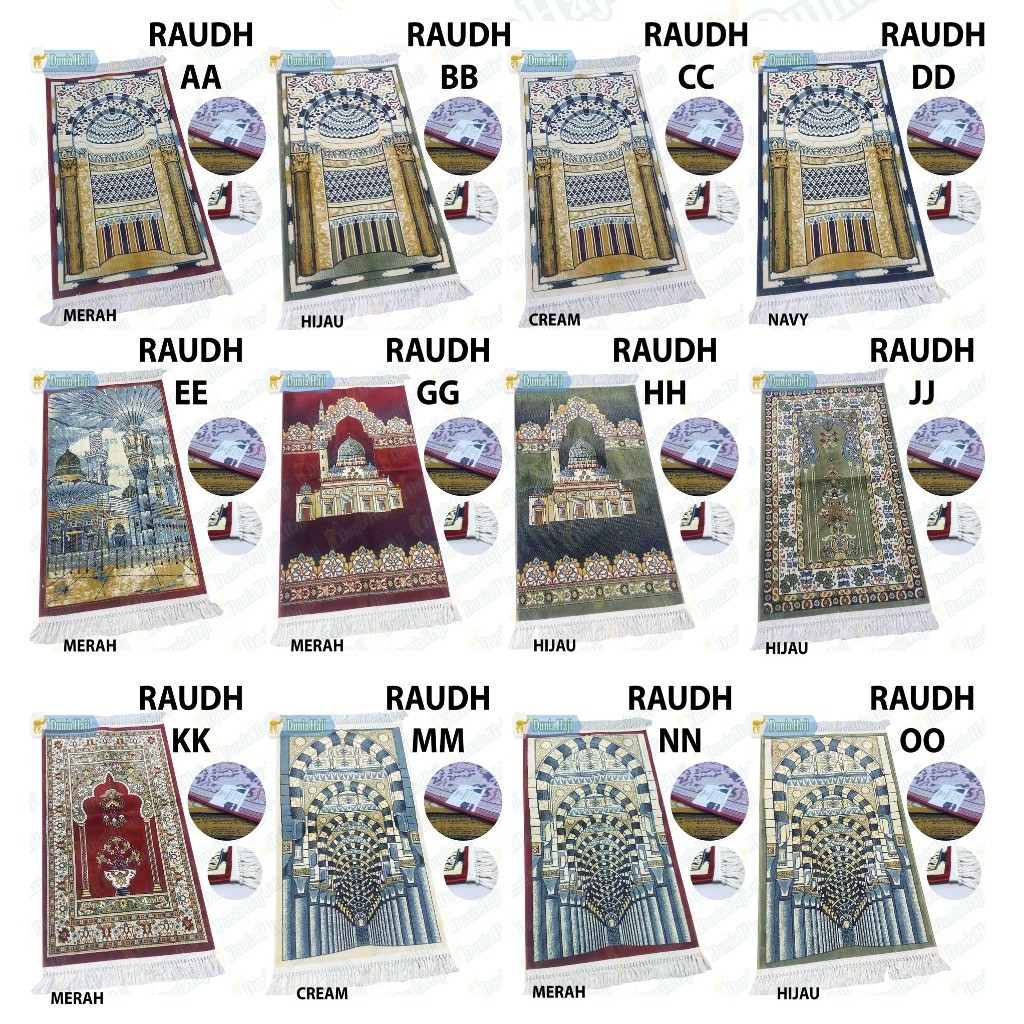 Sajadah Rawdah Prayer Rug Raudah ORI Saudi Bahan Tebal 6 MM Uk Besar