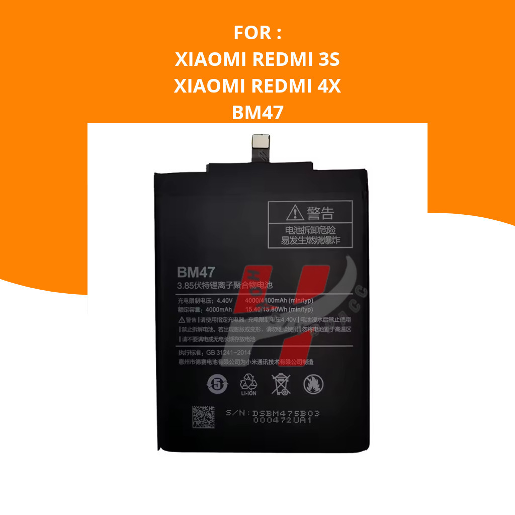 Baterai Xiaomi Redmi 3S Original | Batre Xiaomi Redmi 4X Ori ( BM47 ) | Battery Ori