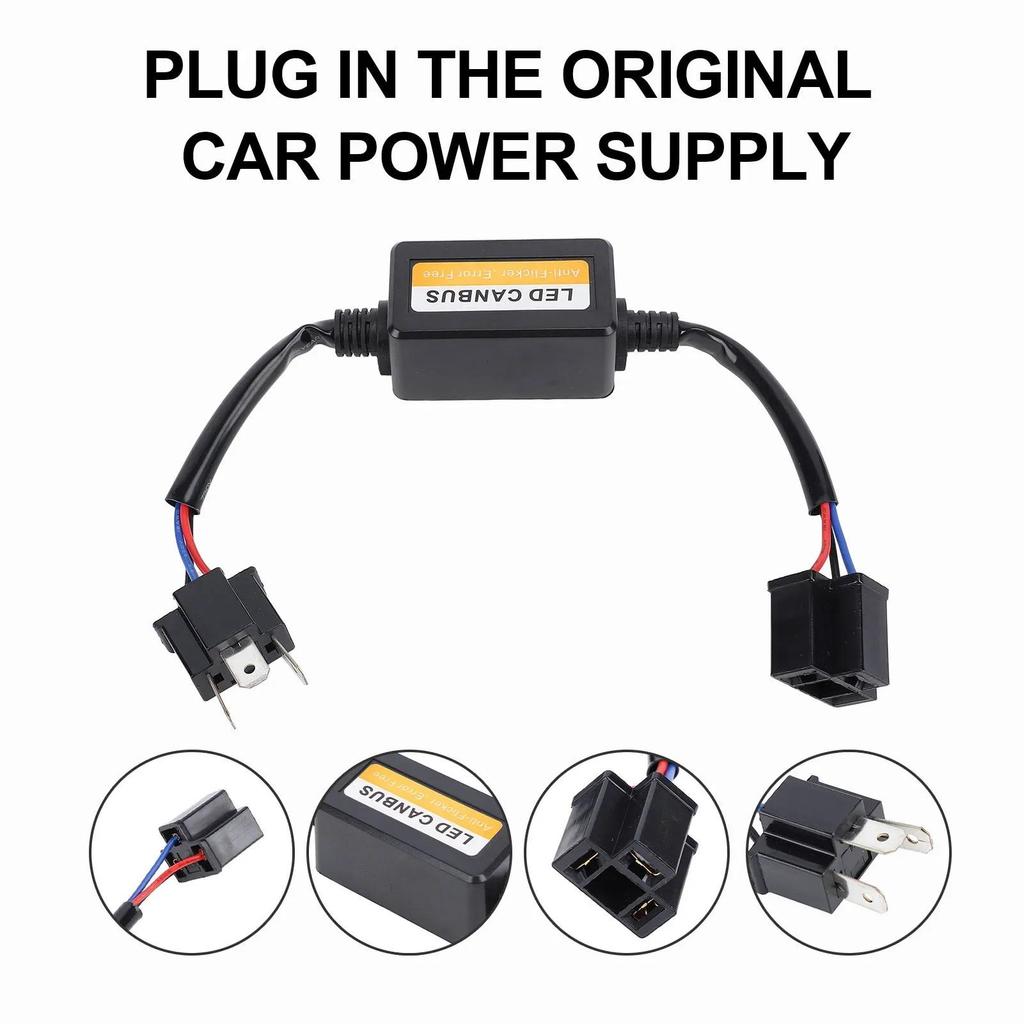 1/4PCS H1/H4/H7/H11/9005/9006 Automotive LED Decoder Black Anti-Flicker LED Canbus Decoder Fault Eli