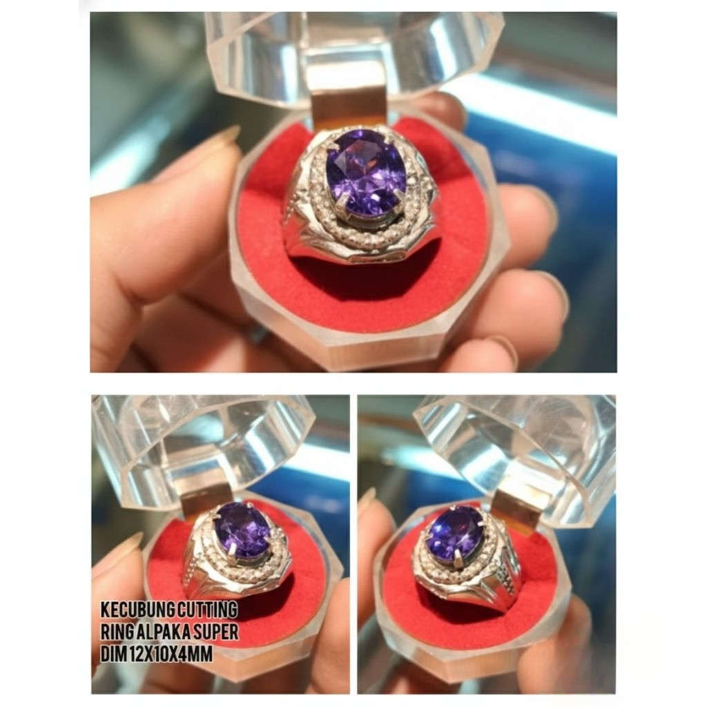 cincin permata kecubung cutting super