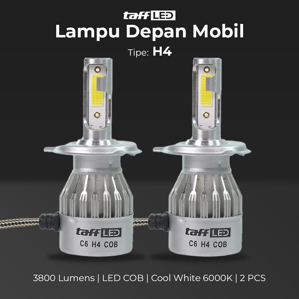 2 PCS Lampu Depan Mobil Headlamp LED COB H4 Cool White  - Lampu Depan Mobil LED H4 Putih - Lampu LED
