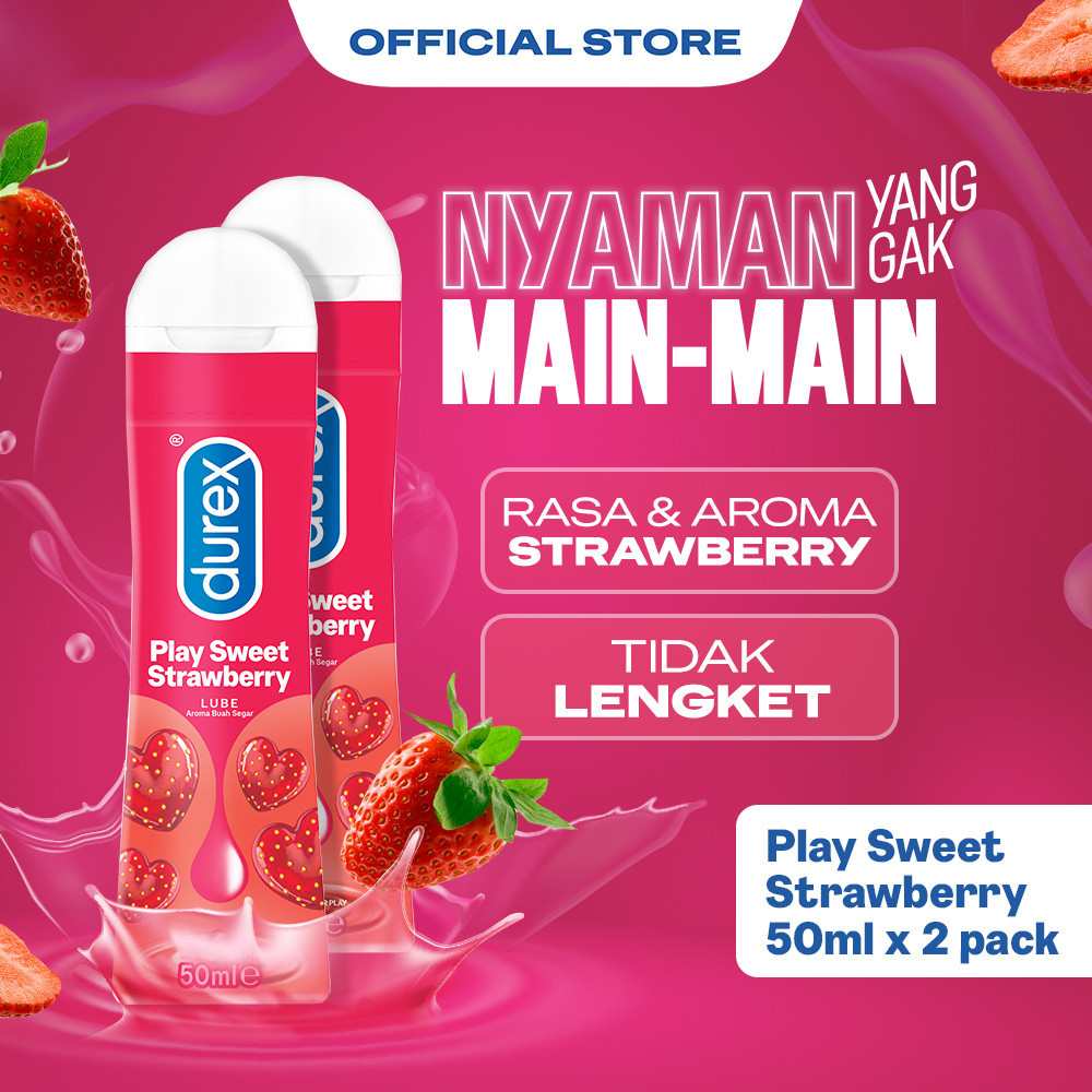 Durex Strawberry Pelumas Gel Seks Pria & Wanita Rasa Strawberry 50ml (2 pcs) Bottle - Lubricant Wate