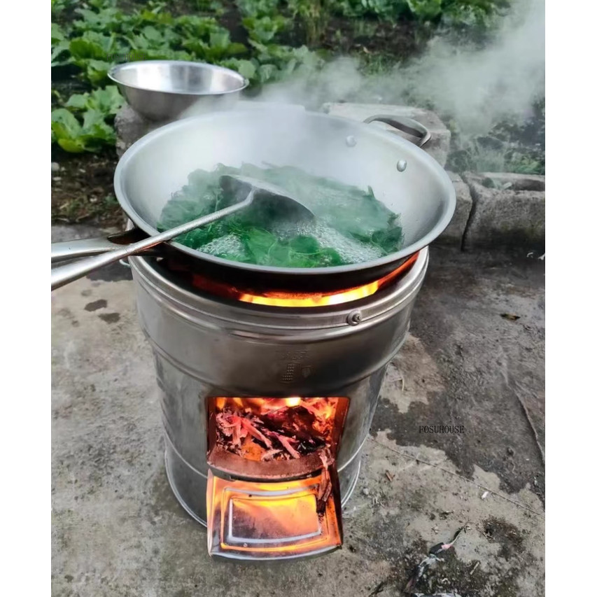 Outdoor Heater Chimeneas Energysaving Wood Stove Pot Stainless Steel Rural Heating Stove Picnic Barb