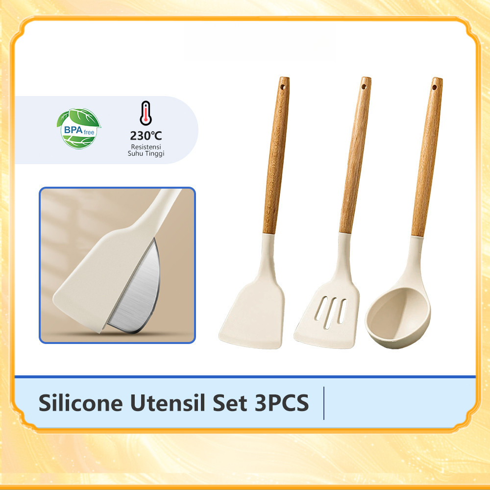 3PCS BPA Free Food Grade Silicone Cooking Utensil Set - Safe for Cookwar