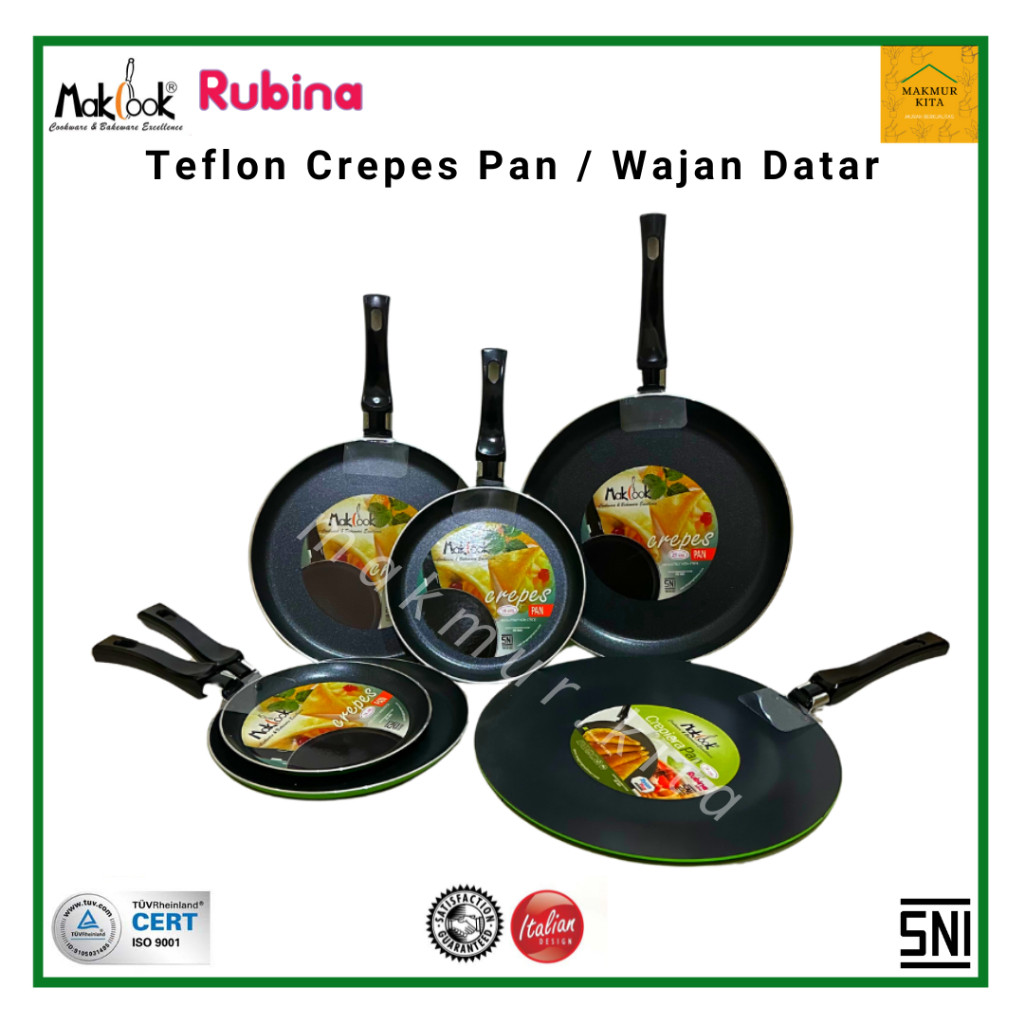 Crepes Pan 16 18 20 22 25 26 28 cm Makcook / Wajan Teflon Risol Datar / Wajan Creper Anti Lengket