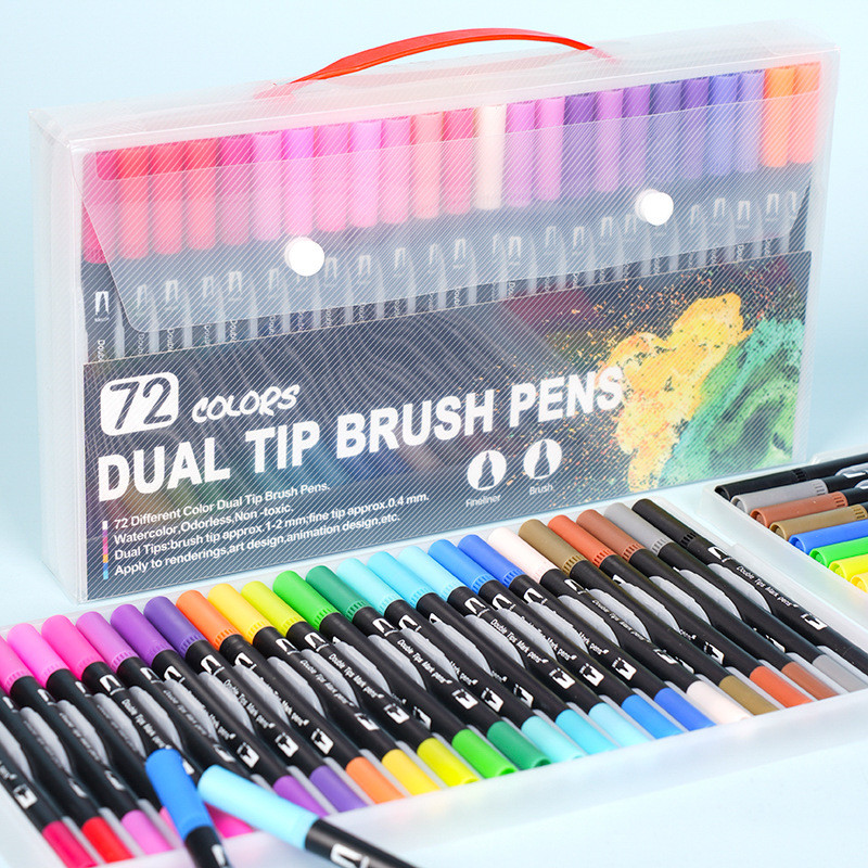 HIGHTUNE ACRYLIC MARKER / 1 SET 24 WARNA SPIDOL HIGHTUNE DUAL BRUSH PIGMENTED DAN BLENDABLE QUICK DR
