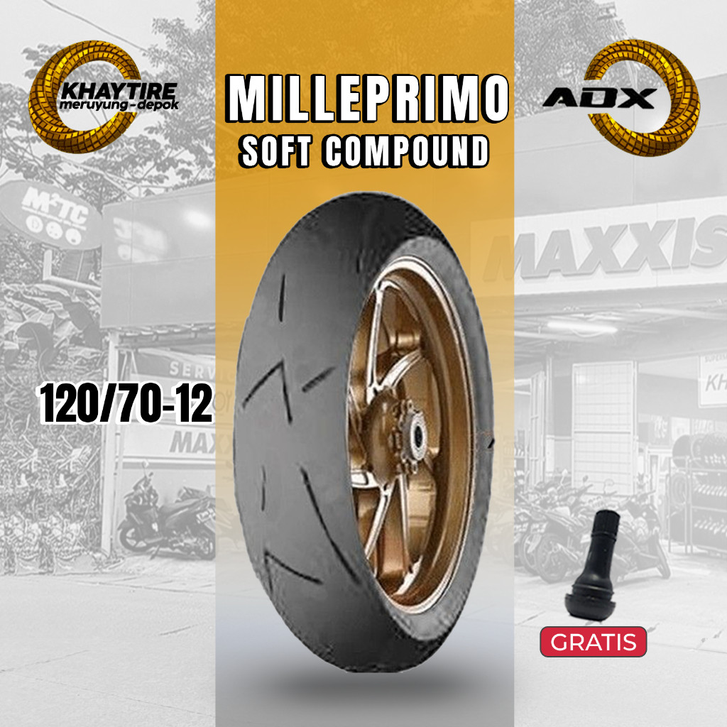 Ban Soft Compound Motor Vespa Matic ADX MILLEPRIMO 120/70 Ring 12 Tubeless