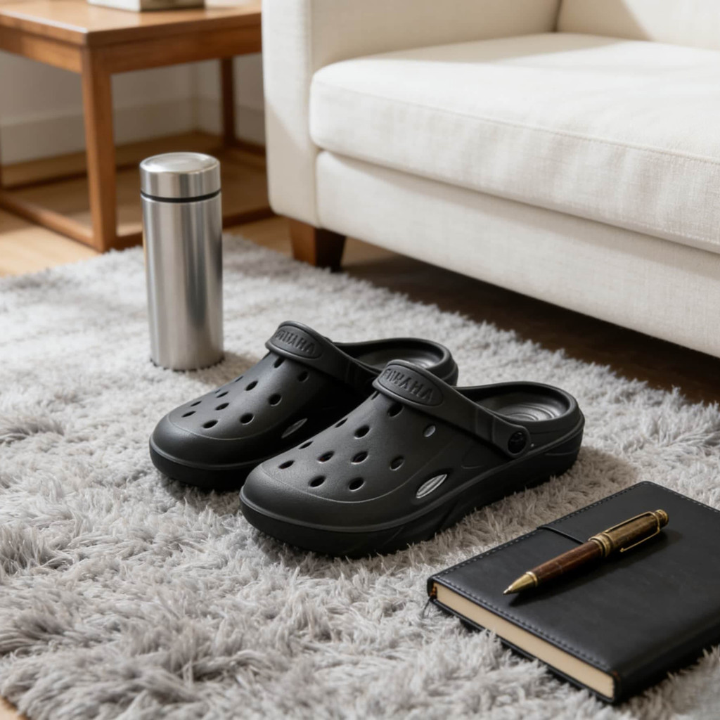 Sepatu pria kasual bergaya dengan lubang, sandal pria berlapis bernapas, sepatu pria sederhana untuk