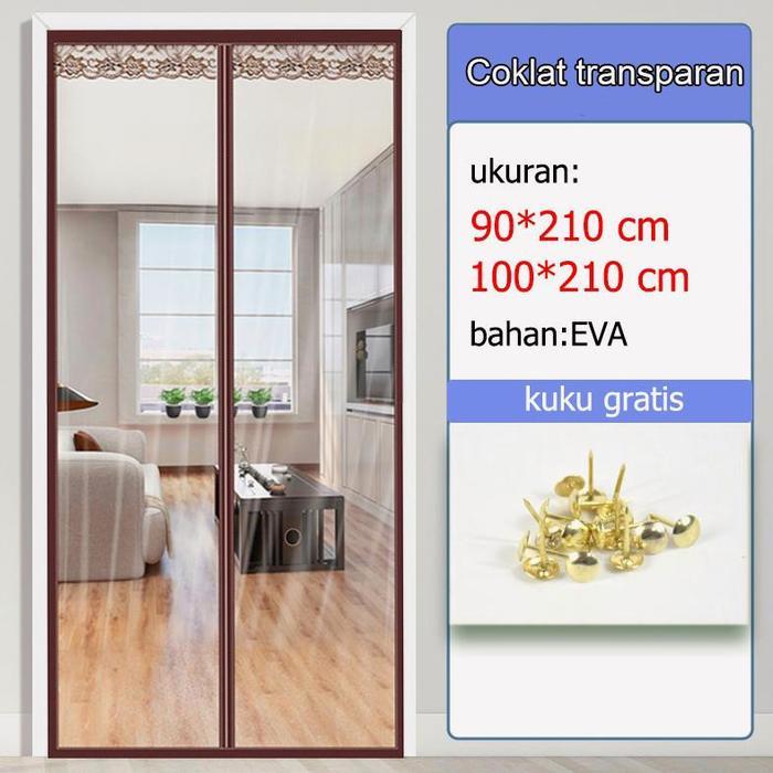 NEW Paling dicari Tirai Pintu Magnet PVC Khusus Ruang AC / Tirai Magnet - transparan, 90*210cm PREMI