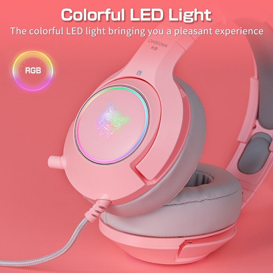 ONIKUMA K9 Wired Headphones with RGB Light Flexible HD Mic 3.5mm Gaming Headset Computer Earphones f