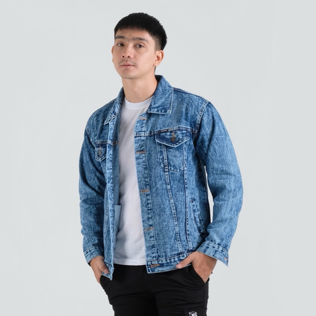 Jaket Jeans Pria Dewasa Sandwash Premium Jaket Denim Pria  M L XL XXL 3XL