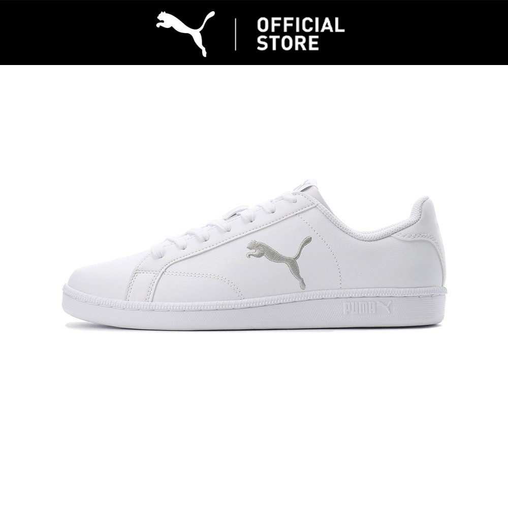 PUMA Sepatu Smash Leather Sneakers White-Silver
