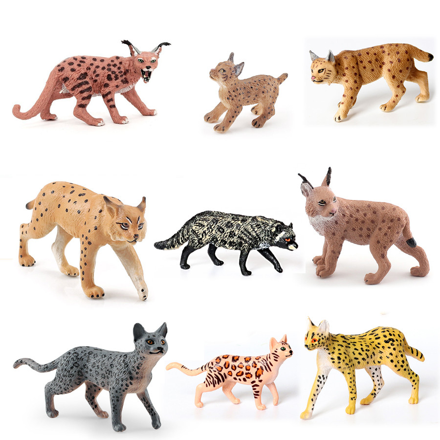 Realistic Cute Bengal Cat Lynx Serval Civettictis  Woodland Animals Toy Figures Wildlife Figurines E