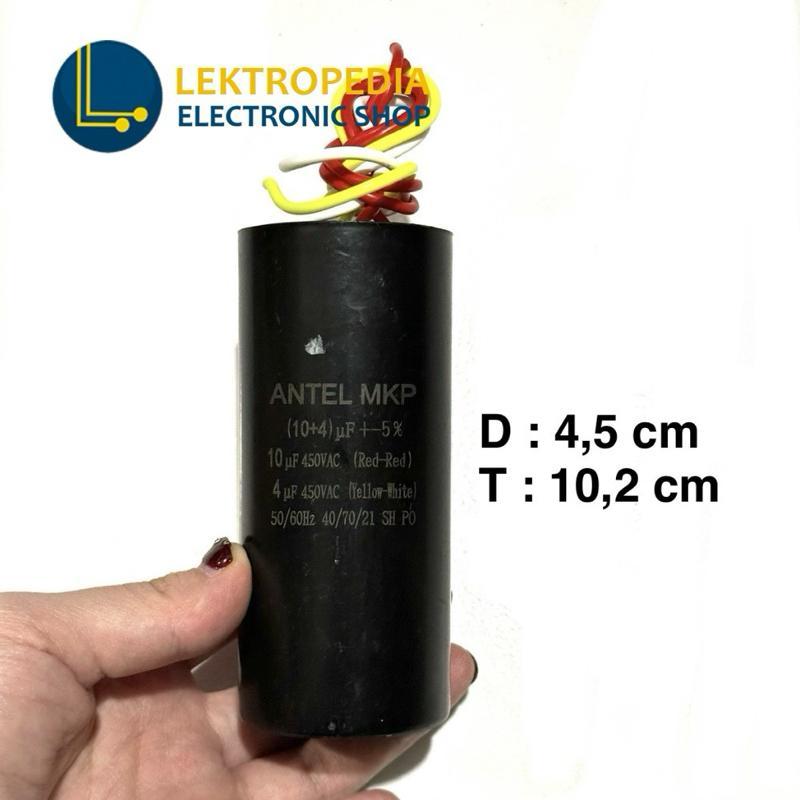 Kapasitor AC 4+10uf ANTEL MKP 450v Bulat Soket uf mikro 10 + / 4 uf 3 kaki mikro Capacitor aluminium
