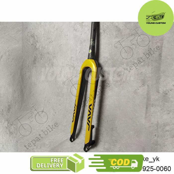 Fork Rigid Java taper full carbon gravel - Kuning -young